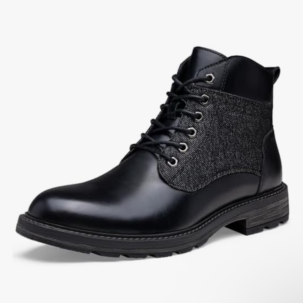 Jousen Leather Chukka Boots Mens‎ 10.5 Black Lace Up Ankle Dress Casual